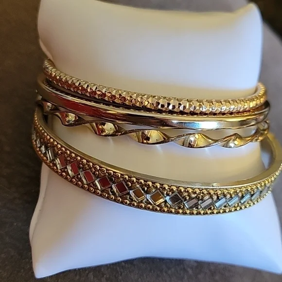Set of Four Goldtone Bangle Bracelets - Picture 3 of 10